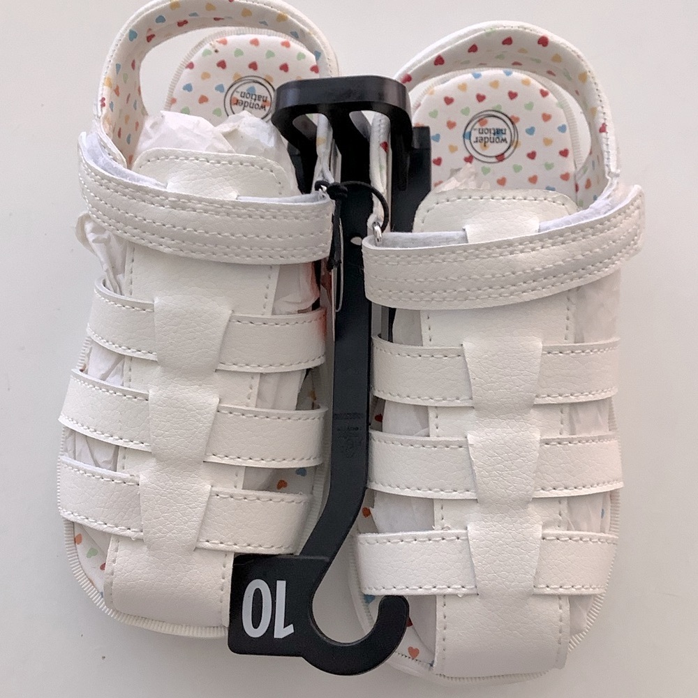 NWT Wonder Nation White Kids Sandals Velcro 10